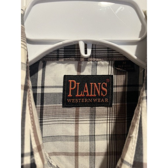 Plains Shirt Western Cowboy Mens M Brown Pearl Snap Short Sleeve Vintage - Picture 3 of 6